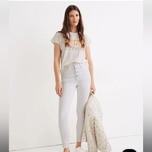 BNWT Madewell 10” High Rise skinny crop jeans and pure white: Button-Front